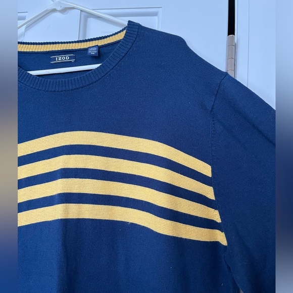 IZOD• Men’s Sweater Blue Yellow Stripes Pullover,Size XXL, Like New - Picture 5 of 13